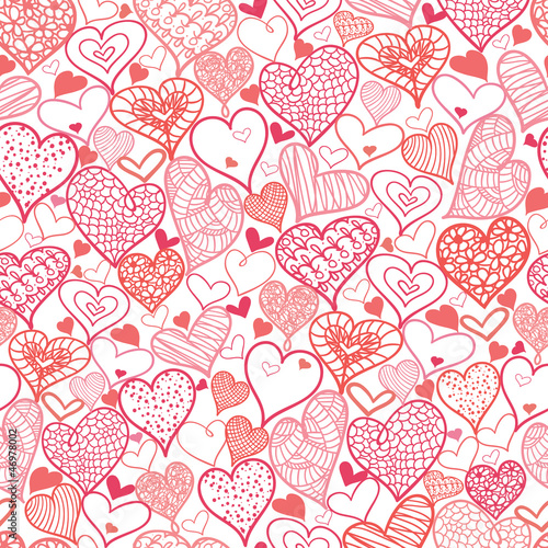 Vector Valentine's Day Hearts Seamless Pattern Background with