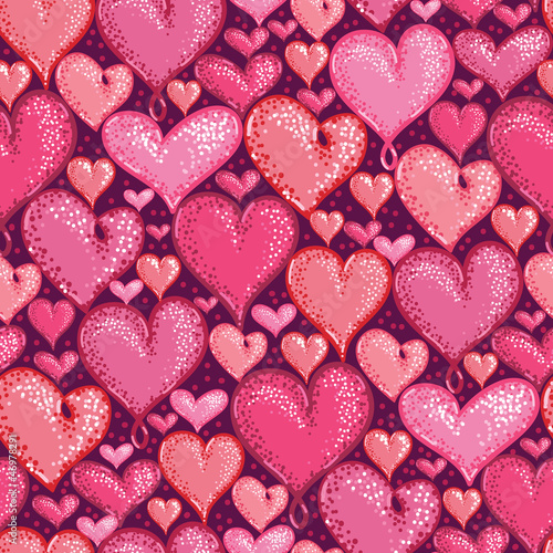 Vector Red Valentine's Day Hearts Seamless Pattern Background
