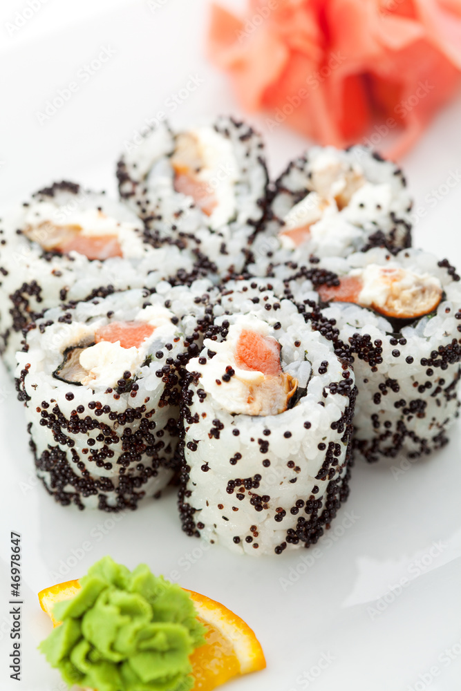 Salmon and Smoked Eel Maki Sushi Salmon and Smoked Eel Maki Sushi