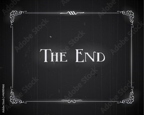 Realistic retro movie ending screen - The End - Editable Vector.	