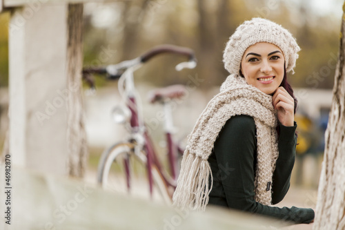 Girl with bicycle