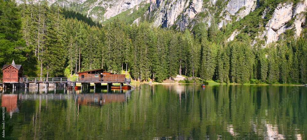 Beautiful, colour lake Lago di Braies in Dolomiti Mountains 3 -