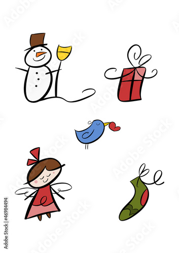 Buntes Clipart-Set: Winter und Weihnachten