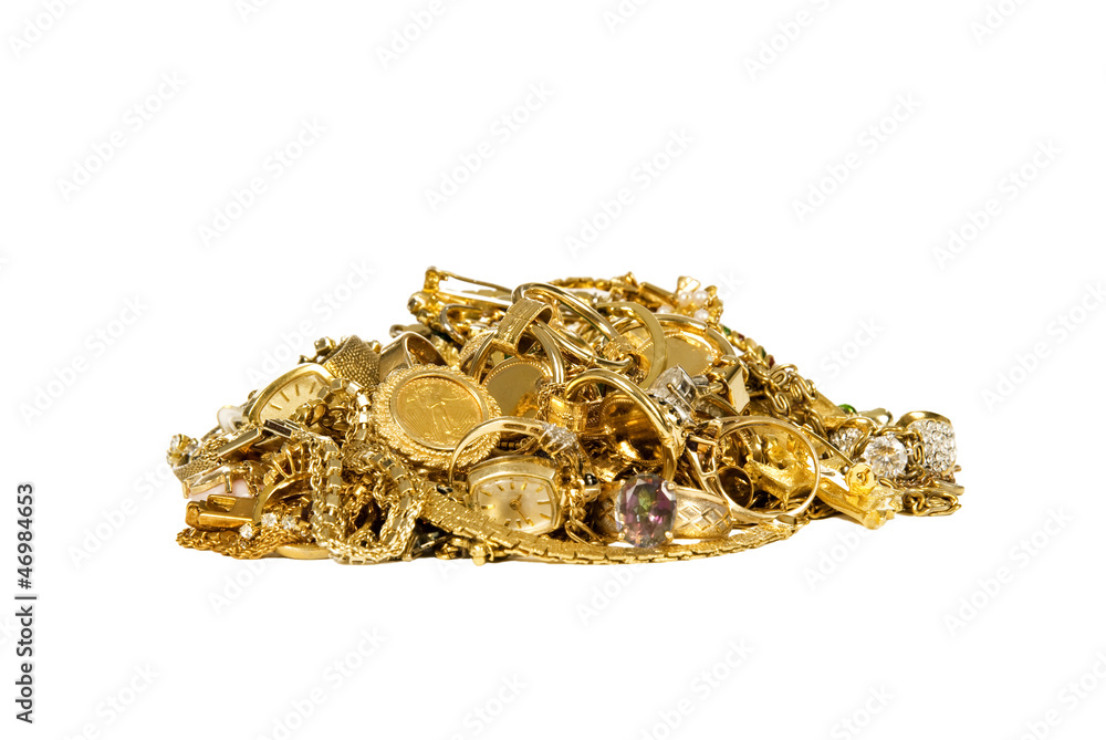 Obraz na plátně Pile of Gold Jewelry