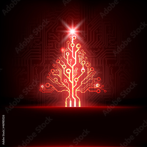 Vector electronic christmas tree