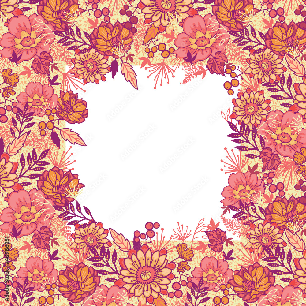 Vector gold and red autumn flowers elegant frame seamless Vector gold and red autumn flowers elegant frame seamless