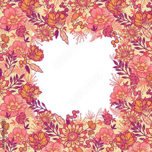 Vector gold and red autumn flowers elegant frame seamless