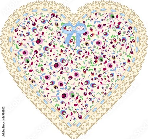 Lace heart cloth patch