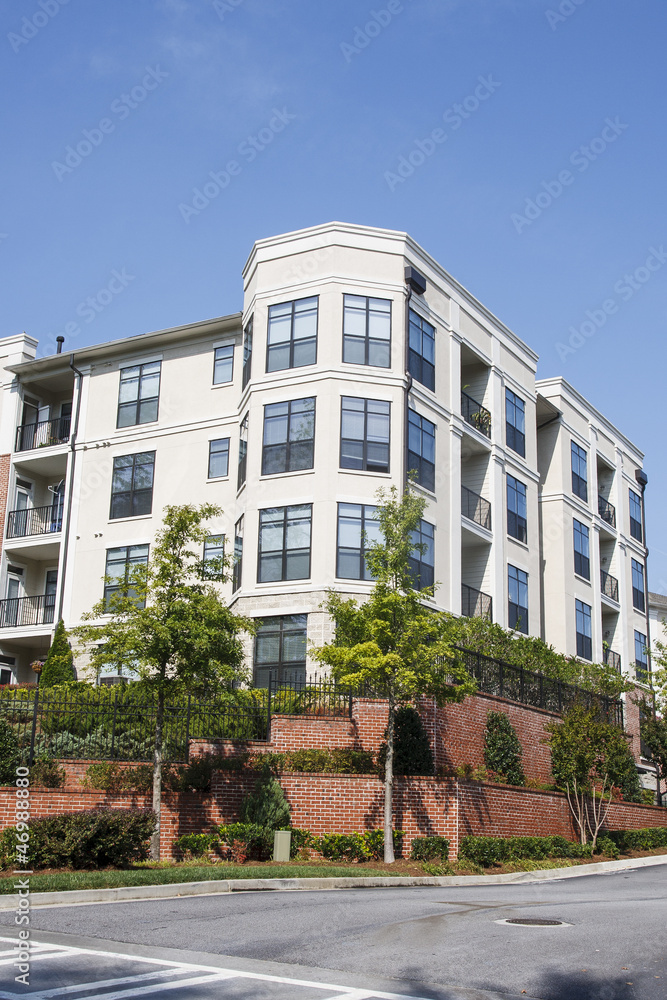 Condo Building with Large Bay Windows