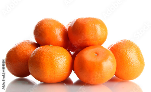 ripe tangerines isolated on white