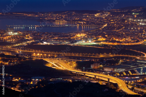 Nightfall in the great Bilbao, Bizkaia, Basque Country, Spain