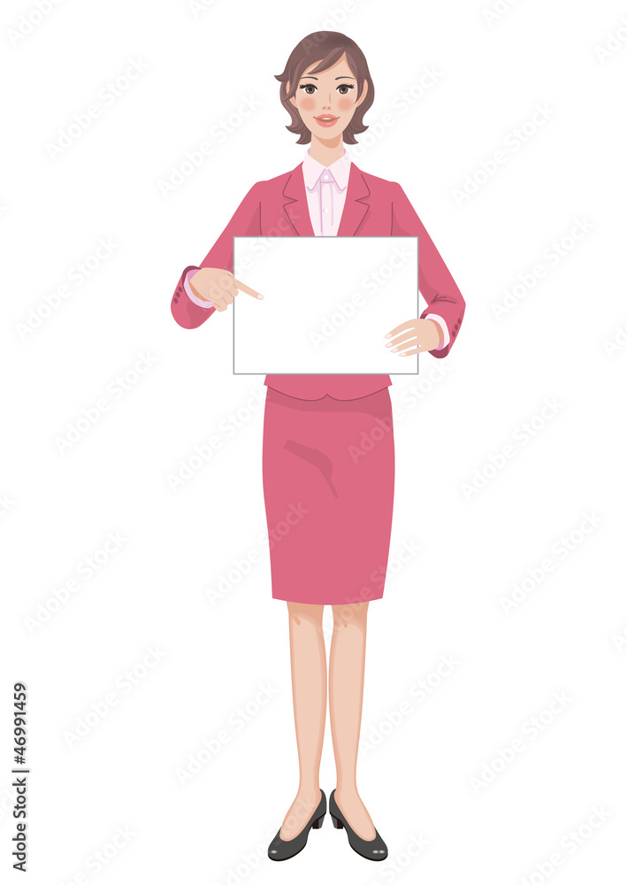 白いボードを持つ女性 白いボードを持つ女性