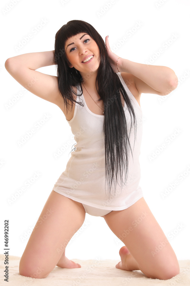 portrait of sexy woman in white lingerie portrait of sexy woman in white lingerie