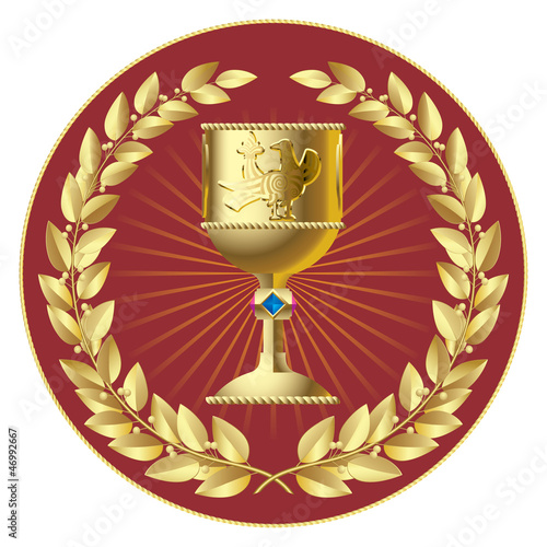 Gold laurels and gold cup