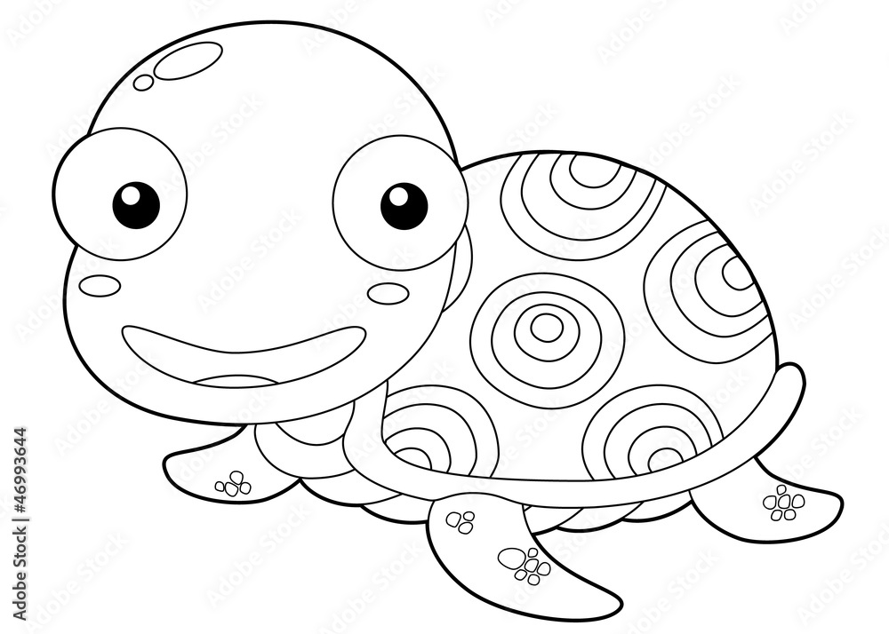illustration of Cartoon turtle outline illustration of Cartoon turtle outline