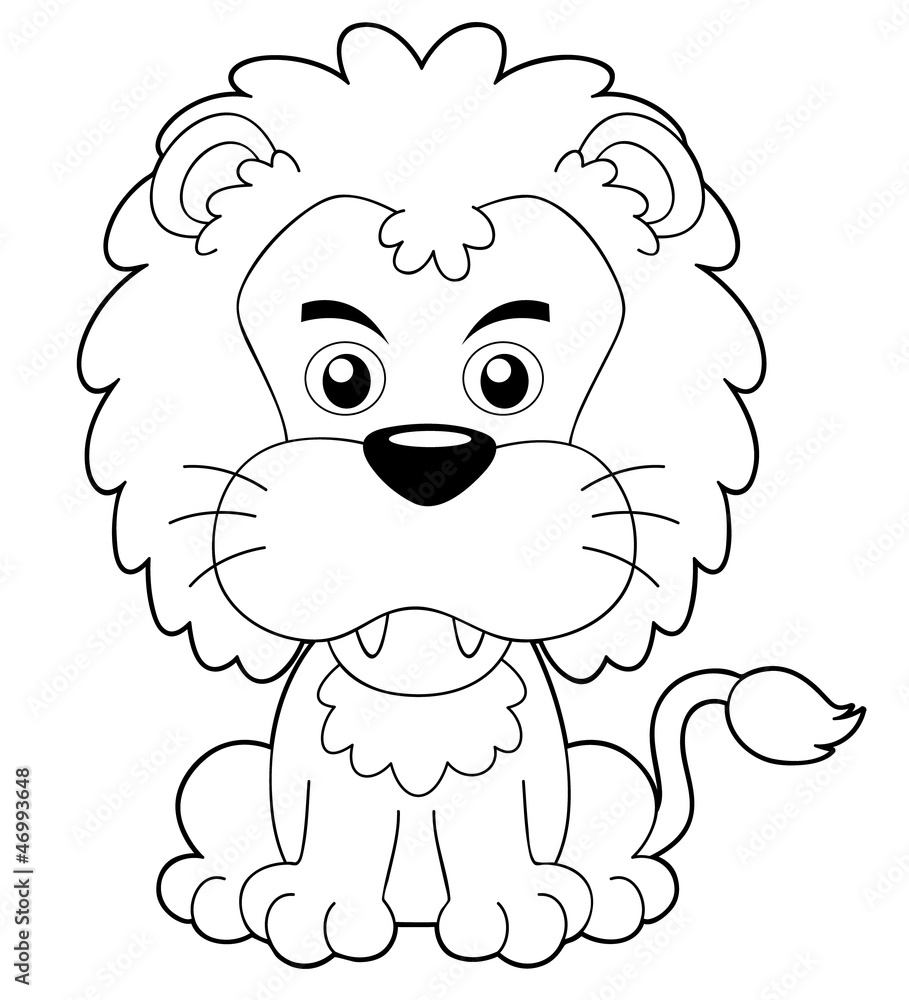 illustration of Cartoon lion outline Stock Vector | Adobe Stock