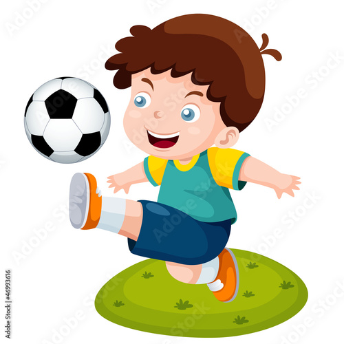 illustration of Cartoon boy playing soccer