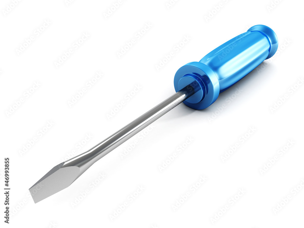 blue screwdriver close up on white background blue screwdriver close up on white background