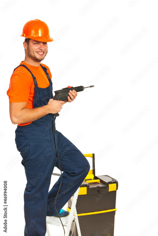 Repairman with drill Repairman with drill