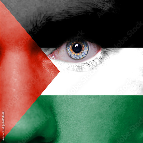 Palestine flag painted on face photo