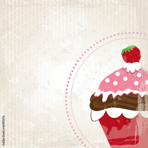 Erdbeer Cupcake auf Grunge Hintergrund