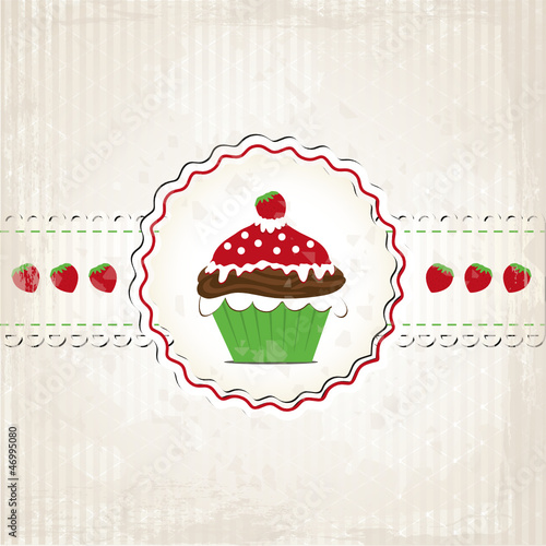 Erdbeer Cupcake auf Grunge Hintergrund
