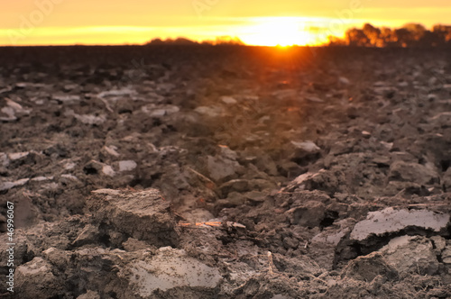 terre agricole au crépuscule