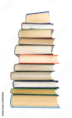 stack of books on a white background