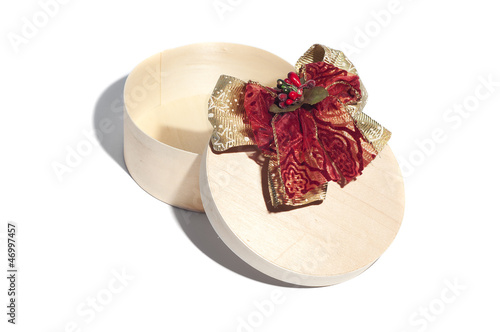 wooden box with bow ornament, Christmas gift