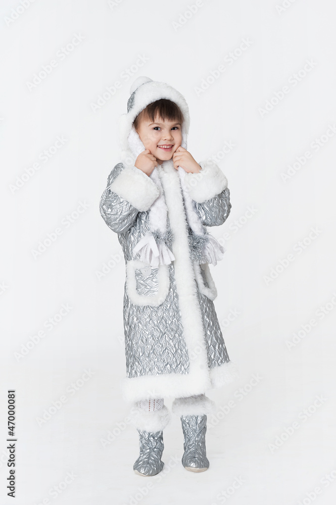 Little girl wearing snow-maiden fancy dress Little girl wearing snow-maiden fancy dress