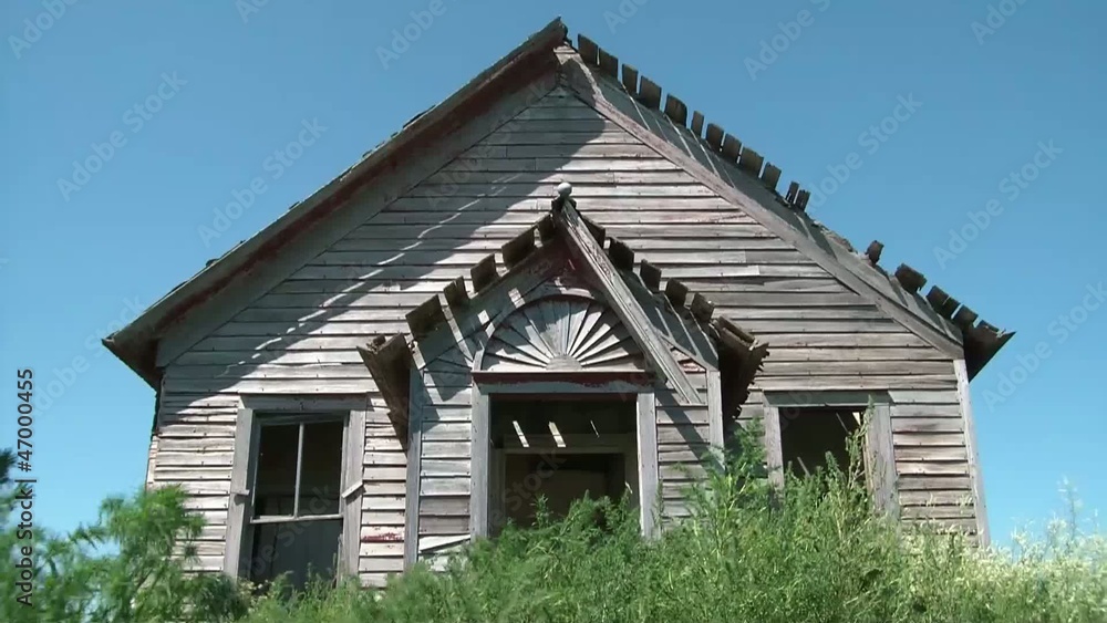 Abandoned Farm House with Blue Sky Background Abandoned Farm House with Blue Sky Background