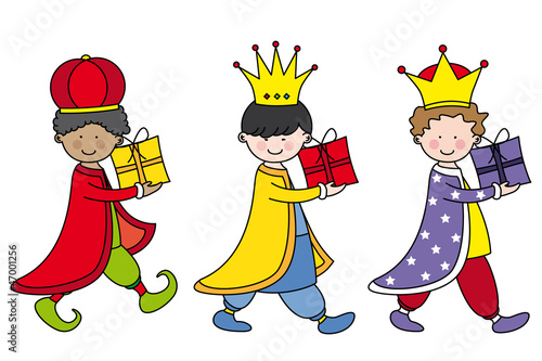 Niños disfrazados de reyes magos