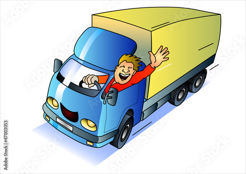 Truck with truck driver