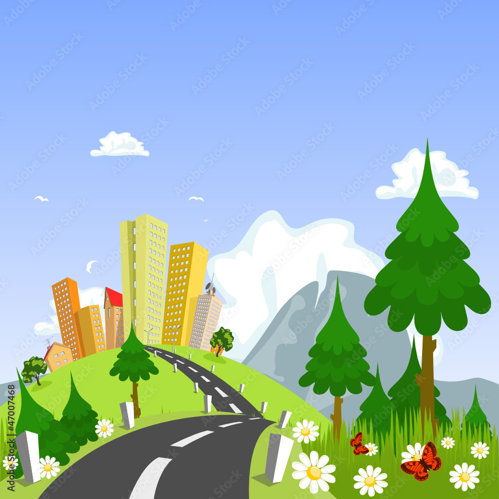 Nature theme from the city in the background Nature theme from the city in the background
