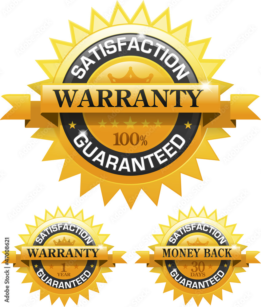 Customer satisfaction guaranteed gold badge and banner EPS 10 Customer satisfaction guaranteed gold badge and banner EPS 10
