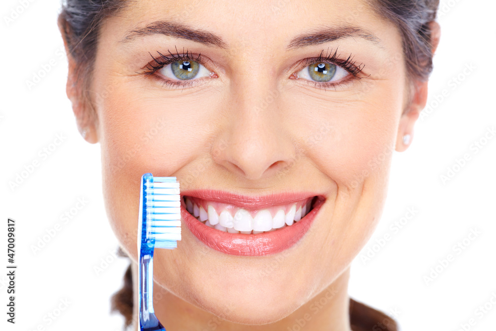 Happy woman with a toothbrush. Dental care. Happy woman with a toothbrush. Dental care.