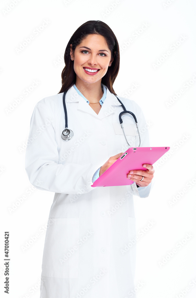 Smiling medical doctor woman with stethoscope. Smiling medical doctor woman with stethoscope.