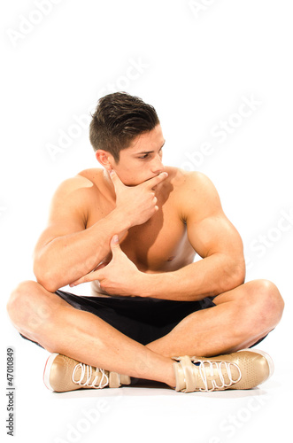 Portrait of muscular intent man