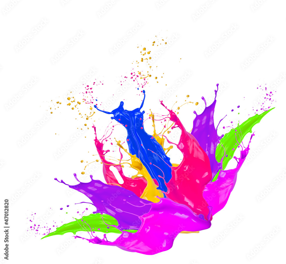 Colored splashes in abstract shape, isolated on white background Colored splashes in abstract shape, isolated on white background