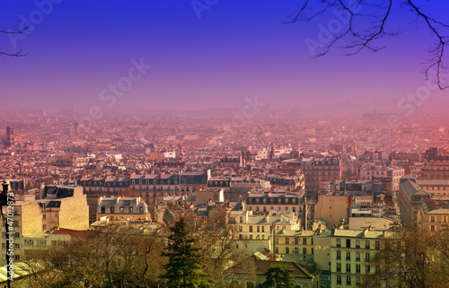 The city skyline Paris,France.View from the Sacre-Coeur,
