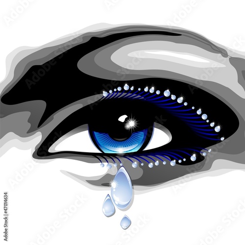 Blue Eye with Tears-Occhio Blu con Lacrime-Vector