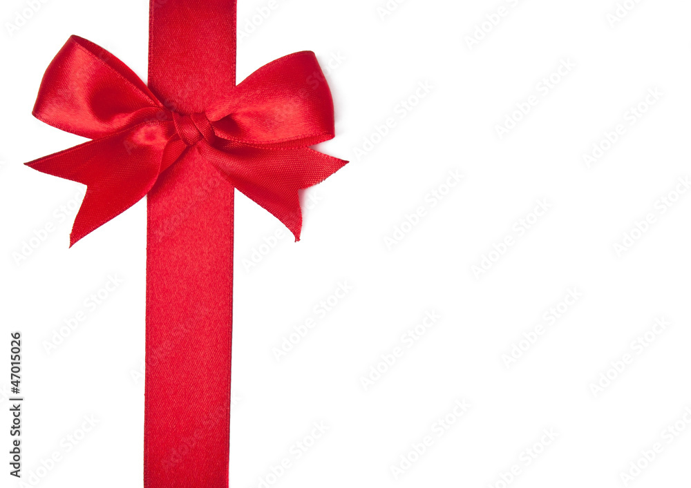 Red satin ribbon on white background Red satin ribbon on white background
