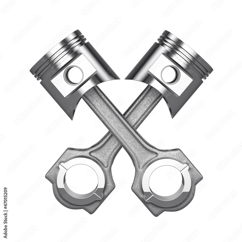 Engine pistons isolated on white - 3d render Engine pistons isolated on white - 3d render