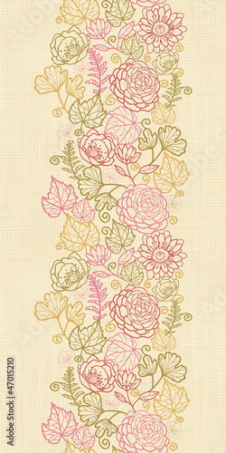 Vector textile flowers elegant vertical seamless pattern border