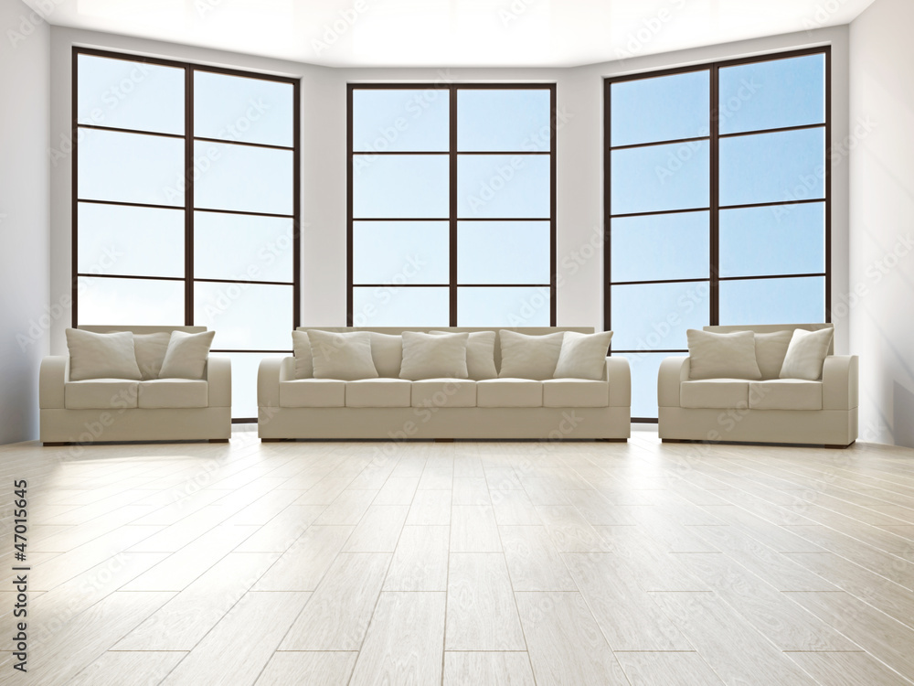Fototapeta premium Livingroom with sofa and a armchairs