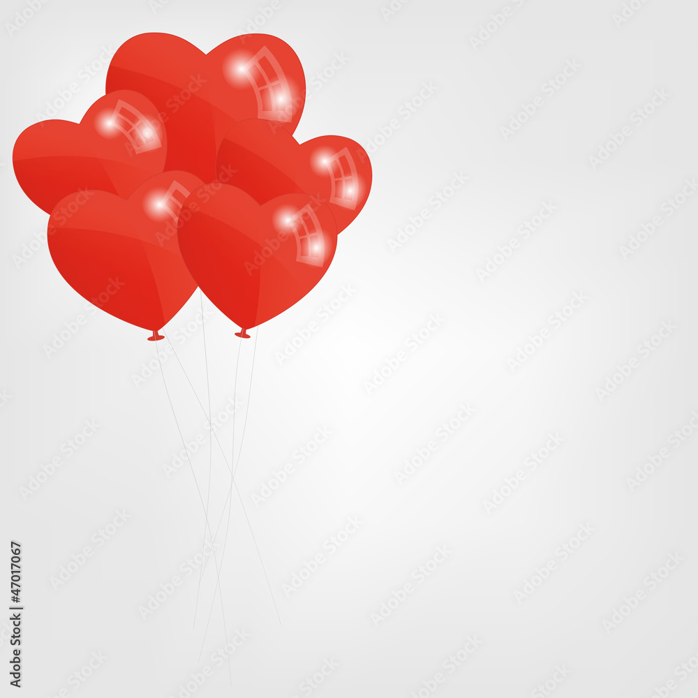 Red heart balloons vector illustration