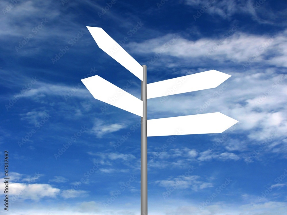 Signpost on beautiful background of blue sky. 3D render. Signpost on beautiful background of blue sky. 3D render.
