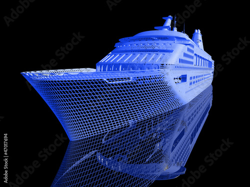 luxury yacht model isolated on black background