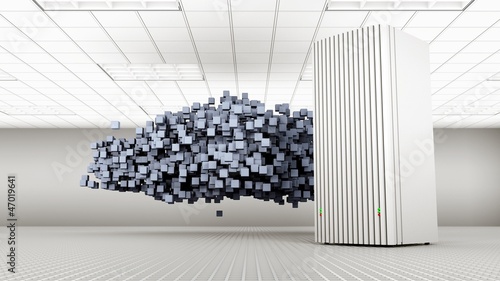 Knowledge Tower with Blue Cloud