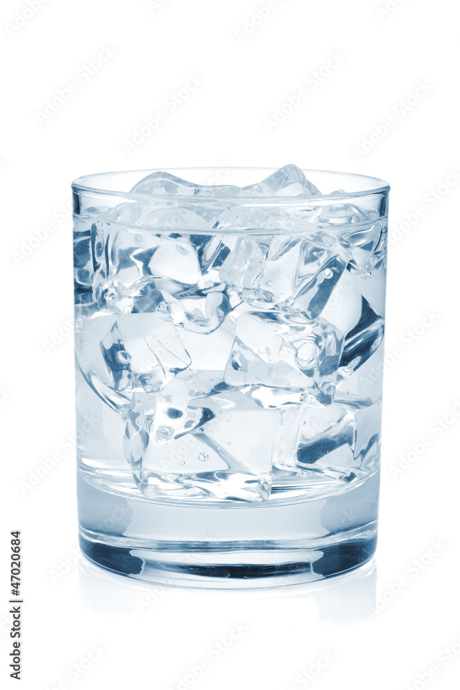 Glass of pure water with ice cubes Glass of pure water with ice cubes